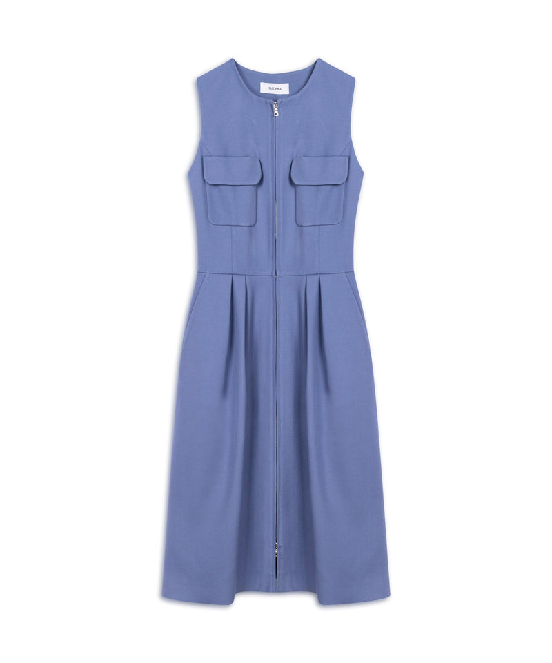 Machka Pocketed Pleated Dress Blue