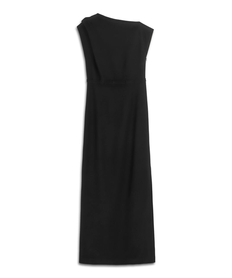 Machka Belted Crepe Dress Black