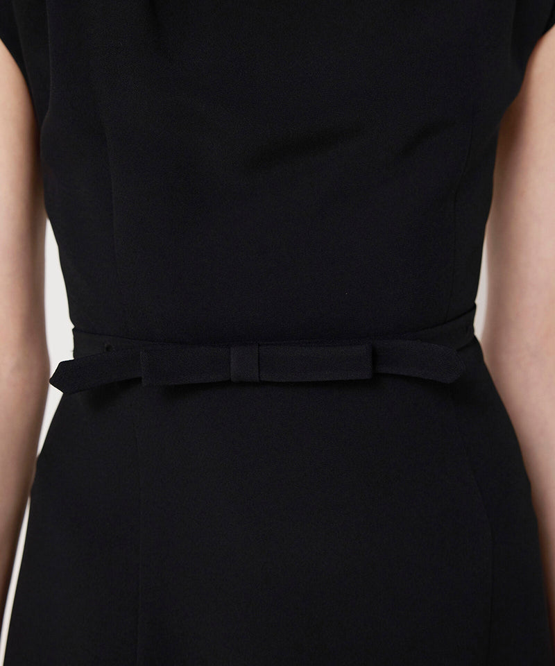 Machka Belted Crepe Dress Black