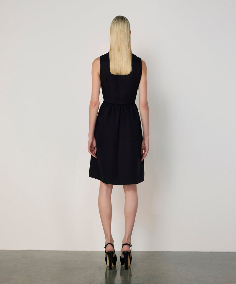 Machka Mixed Button Crepe Dress Black