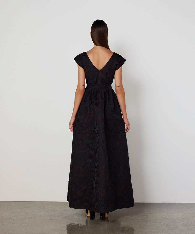 Machka Brocade Dress With Belt Black