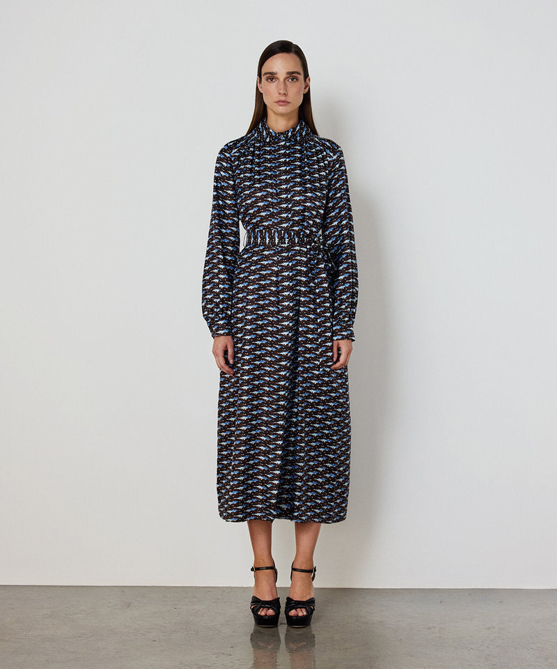 Machka Patterned Silk Dress Brown