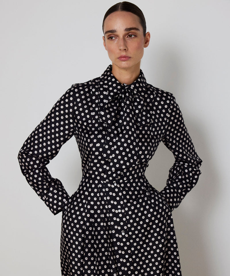 Machka Patterned Silk Shirt Dress Black