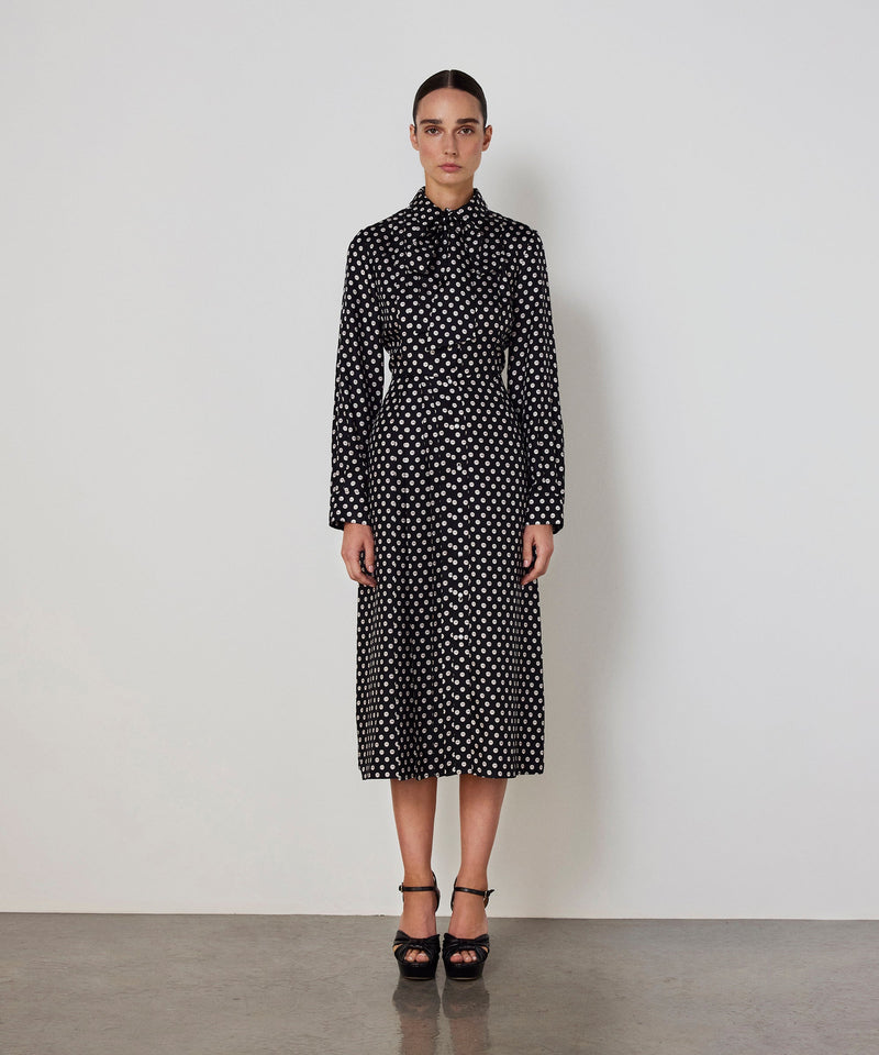 Machka Patterned Silk Shirt Dress Black