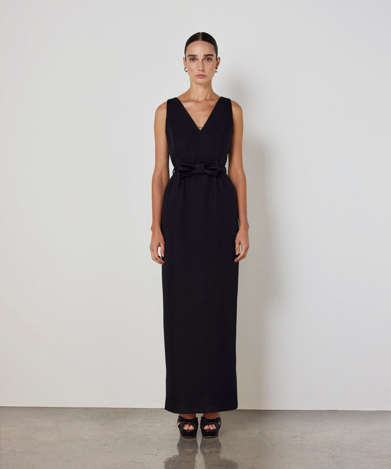 Machka Belted V-Neck Dress Black