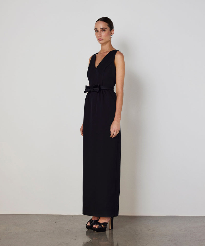 Machka Belted V-Neck Dress Black