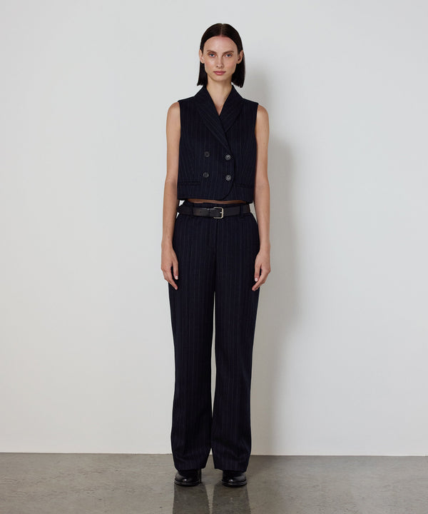 Machka Striped Wool Trousers Navy