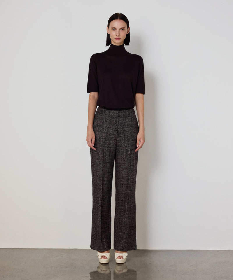 Machka Wide-Leg Wool Trousers Dark Brown