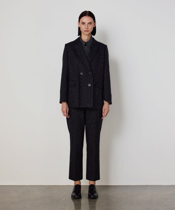 Machka Straight-Fit Trousers With Metallic Threads Anthracite