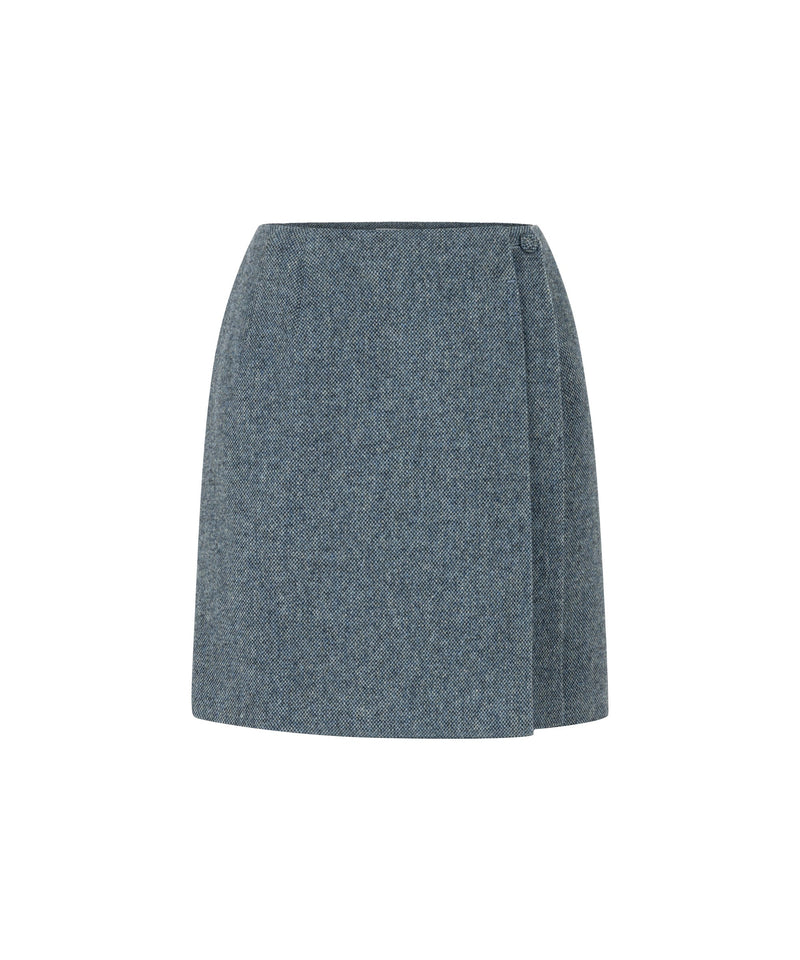 Machka Wool Skirt With Asymmetric Pleat Blue