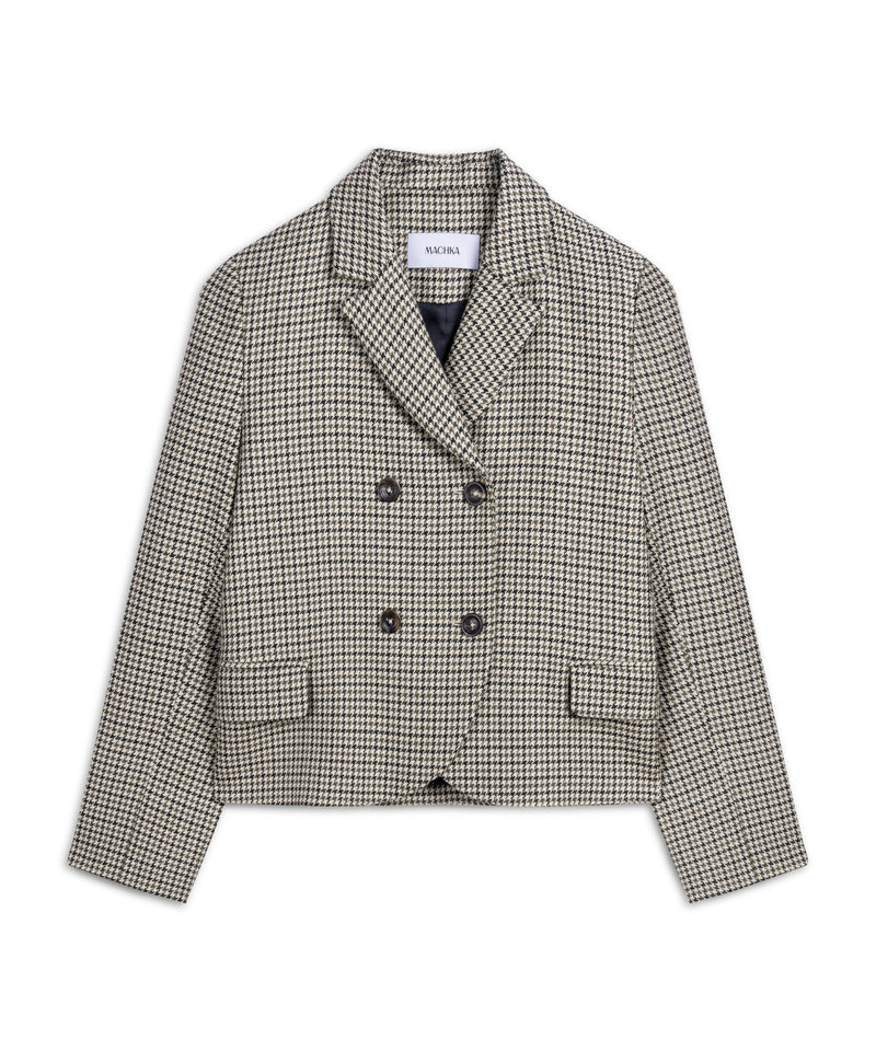 Machka Wool Blazer With Houndstooth Pattern Green