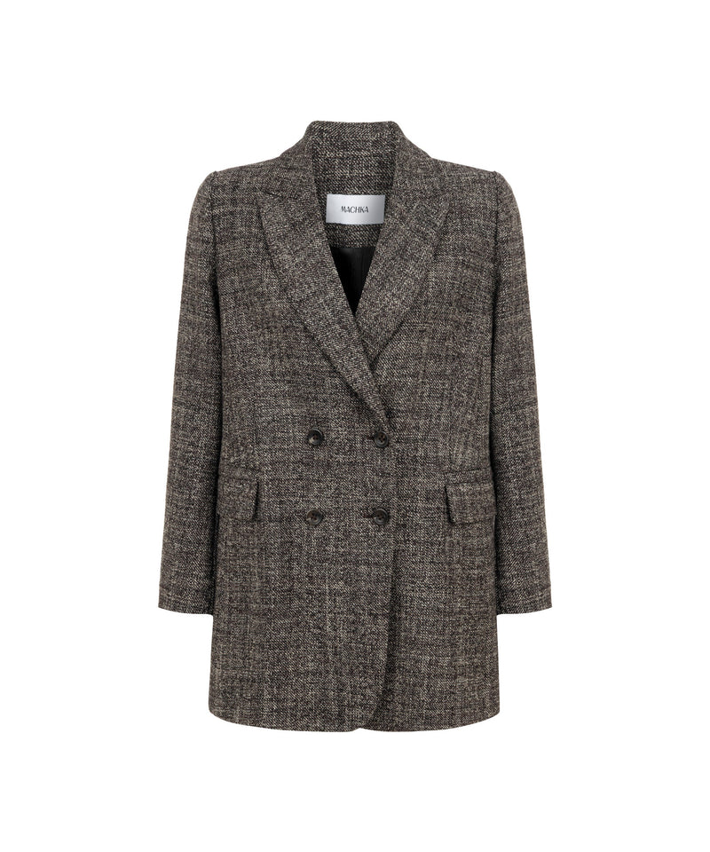 Machka Belted Wool Blazer Dark Brown