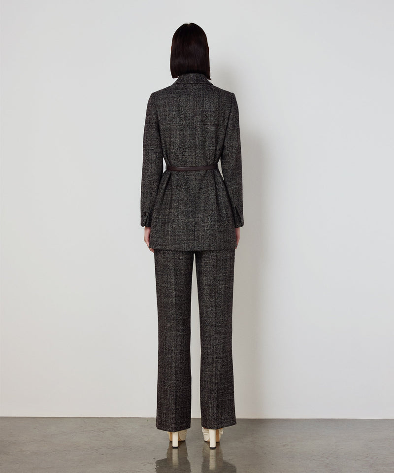 Machka Belted Wool Blazer Dark Brown