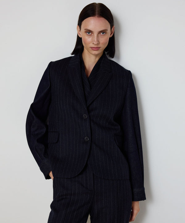 Machka Denim-Mix Wool Jacket Navy