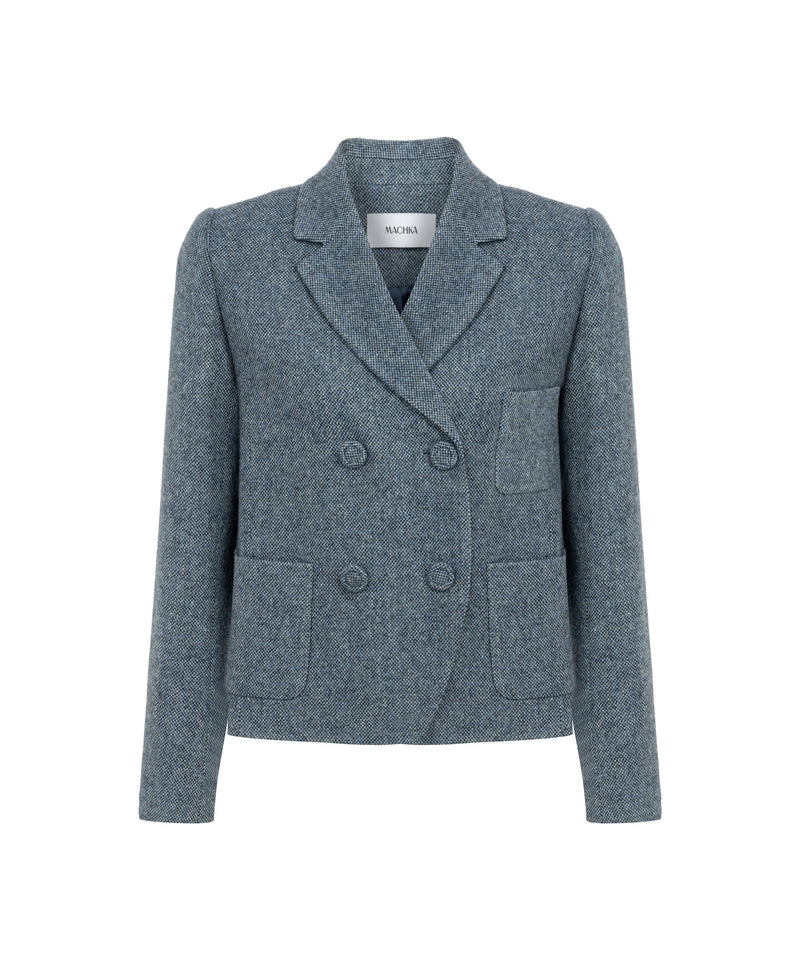 Machka Wool Blazer With Mixed Pockets Blue