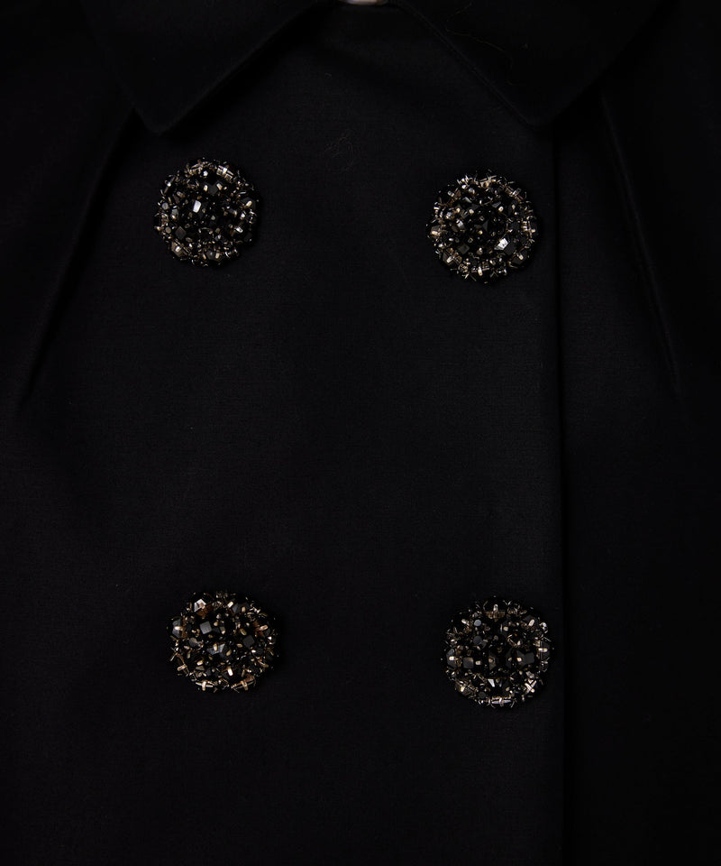 Machka Crystal-Button Balloon-Sleeve Jacket Black
