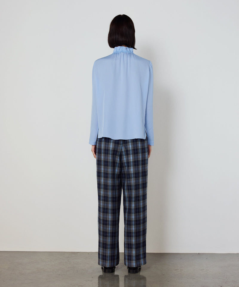 Machka Silk Blouse With Tie Collar Blue