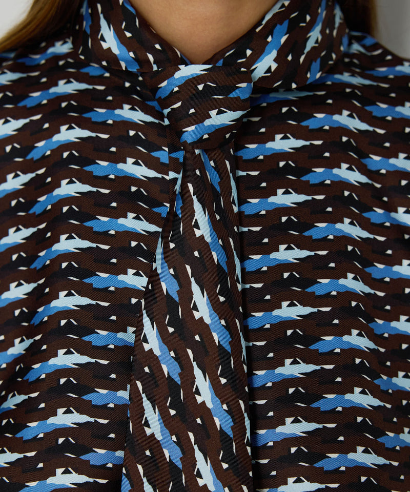 Machka Abstract Print Silk Blouse Brown