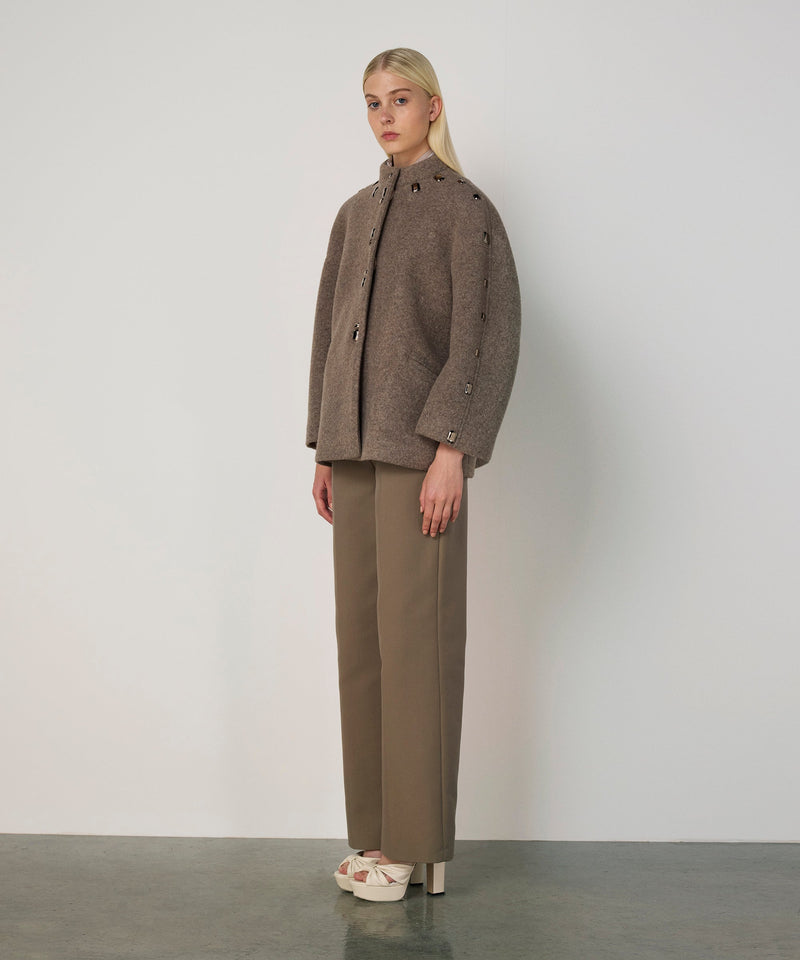 Machka Coat With Mixed Metal Accessories Marling Blue