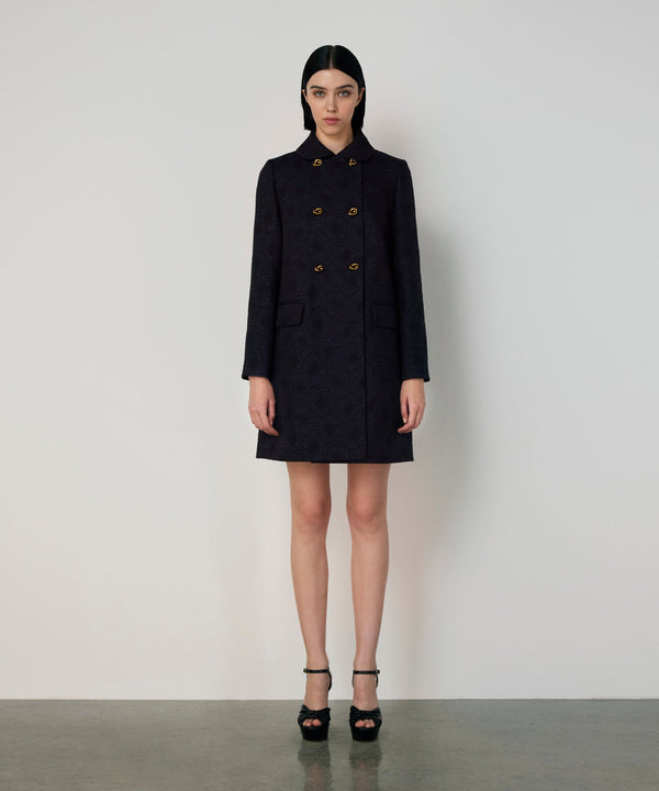 Machka Jacquard Wrap Coat Navy