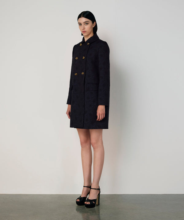 Machka Jacquard Wrap Coat Navy