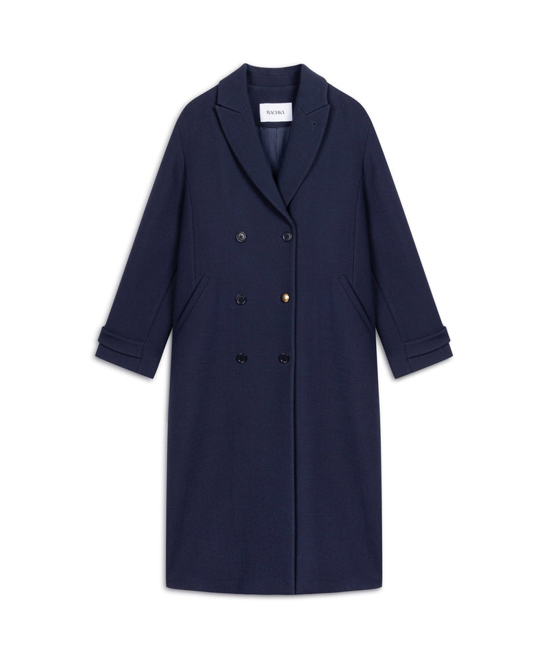 Machka Mixed Button Wool Coat Navy