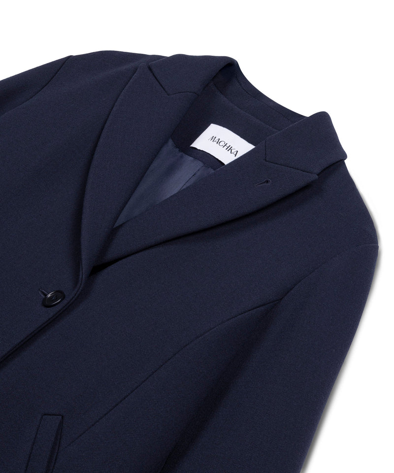 Machka Mixed Button Wool Coat Navy
