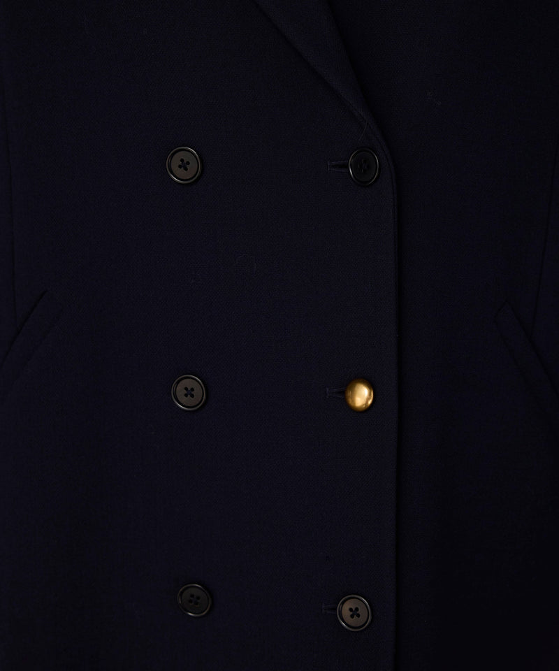 Machka Mixed Button Wool Coat Navy