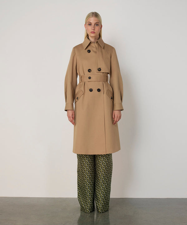 Machka Gabardine Coat With Belt Beige