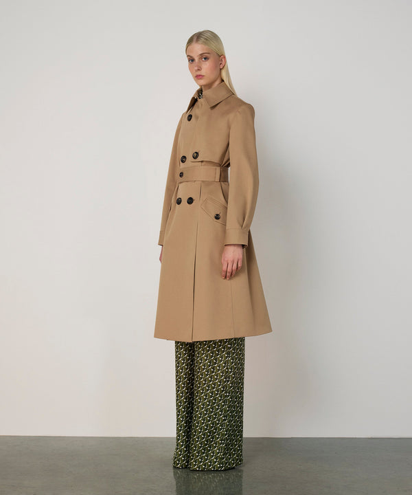 Machka Gabardine Coat With Belt Beige
