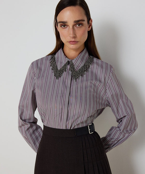 Machka Embellished Poplin Shirt Brown