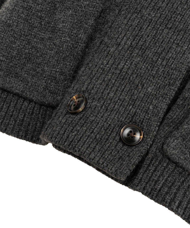 Machka Wool Cardigan With Faux Fur Anthracite - Black