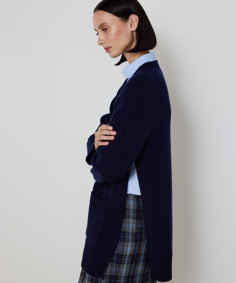 Machka Oversize V-Neck Knit Cardigan Navy