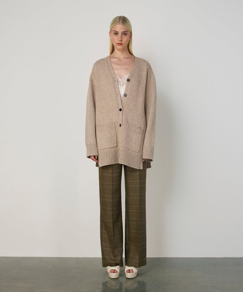 Machka Oversize V-Neck Knit Cardigan Beige