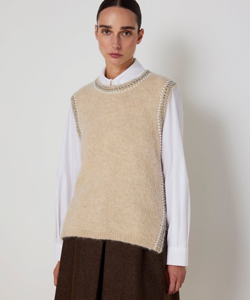 Machka Mixed-Accessory Sweater Beige Melange