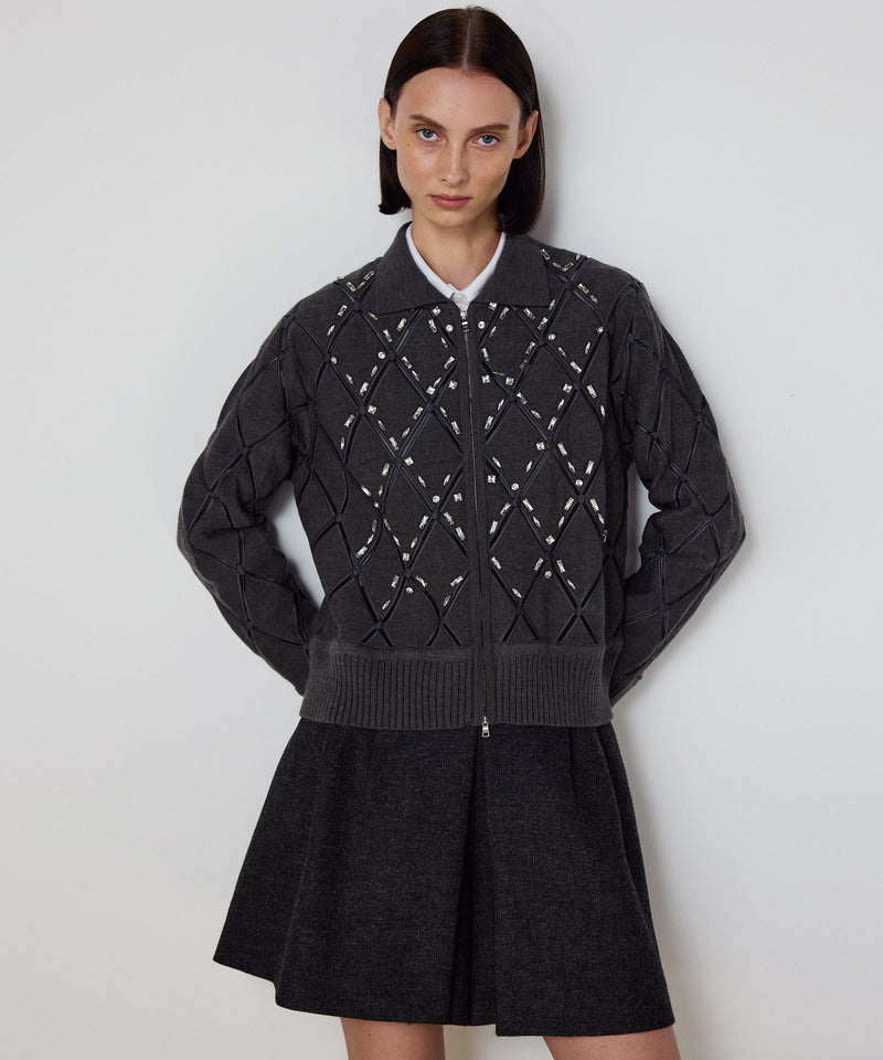 Machka Cutout Knit With Strass Embellishments Anthracite Melange-Grey