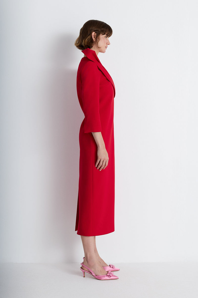 Nean Calla Flower Draped Detailed Dress Red