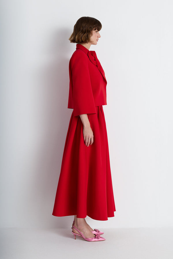 Nean Flared Midi Skirt Red