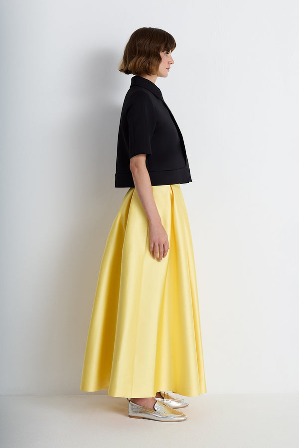 Nean Pleated Satin Maxi Skirt Yellow