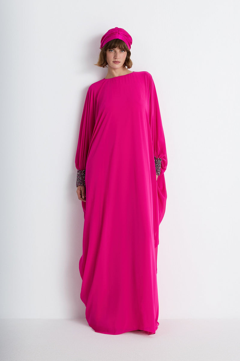 Nean Embellished Cuff Kaftan Gown Fuchsia