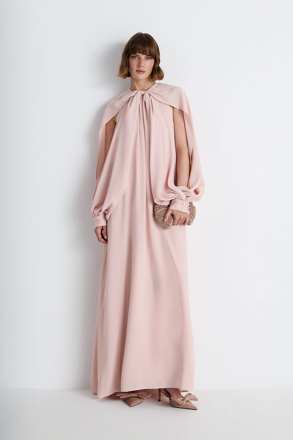 Nean Cape-Sleeve Gown Light Pink