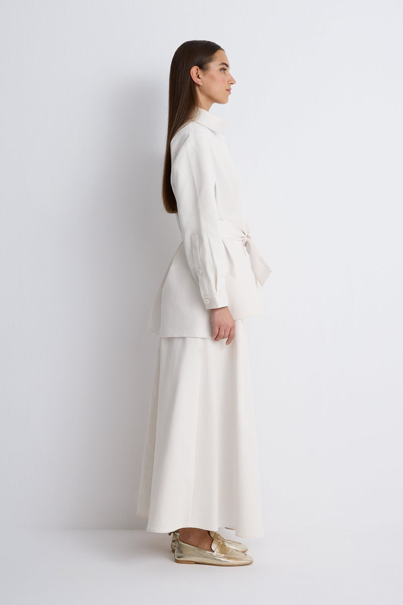 Nean High-Waist A-Line Maxi Skirt
 Ecru