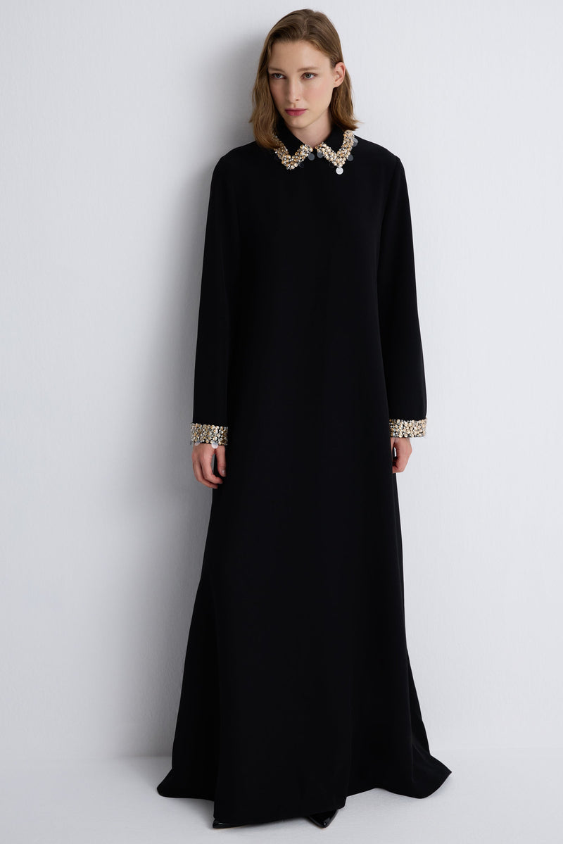 Nean Embellished Collar Maxi Dress Black