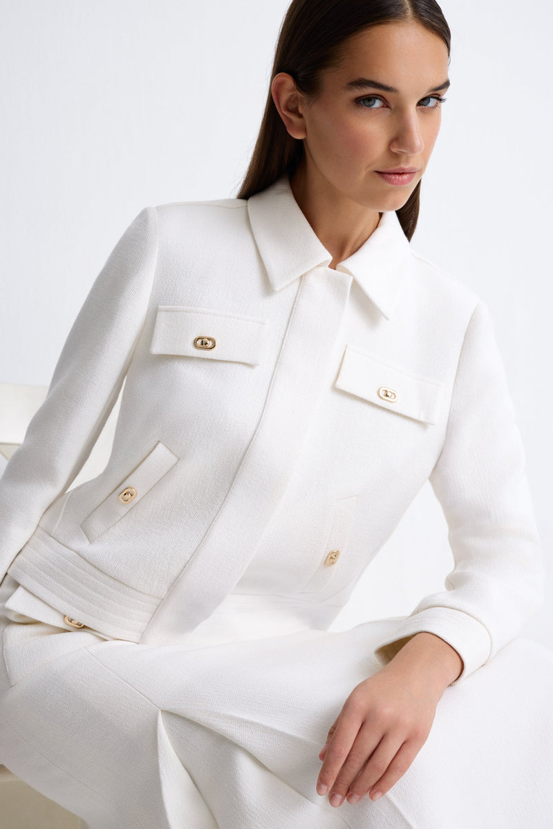 Nean Cropped Tailored Jacket
 Ecru