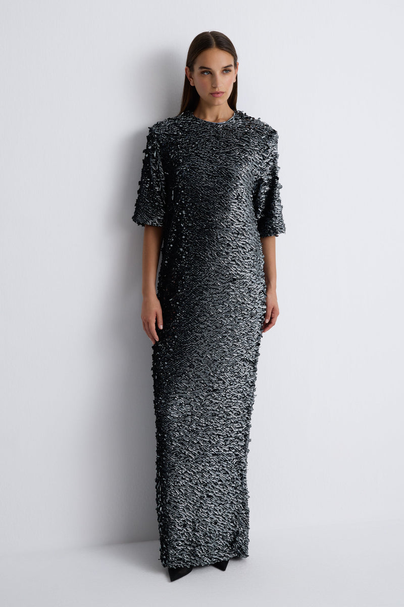 Nean Full-Length Sequin Dress Dark Grey