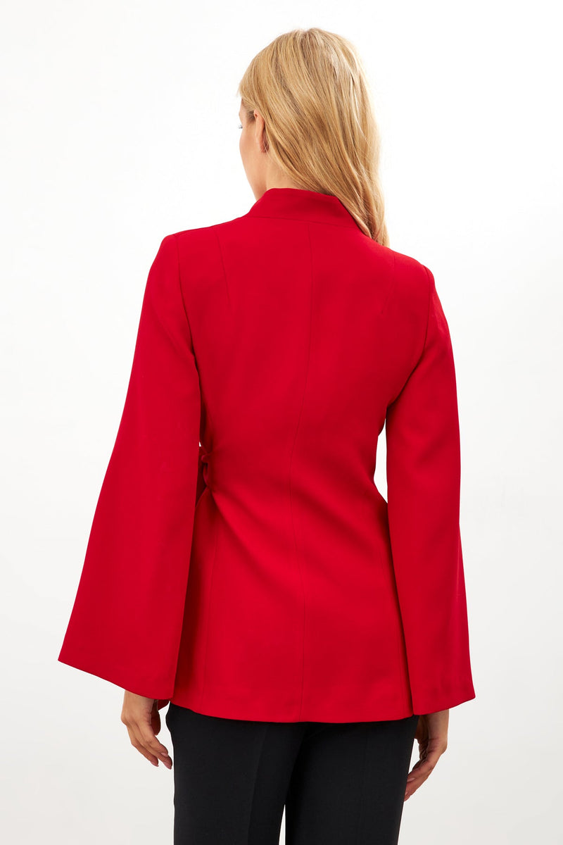 Setre Sleeve Detailed Jacket With Tie Detail Red