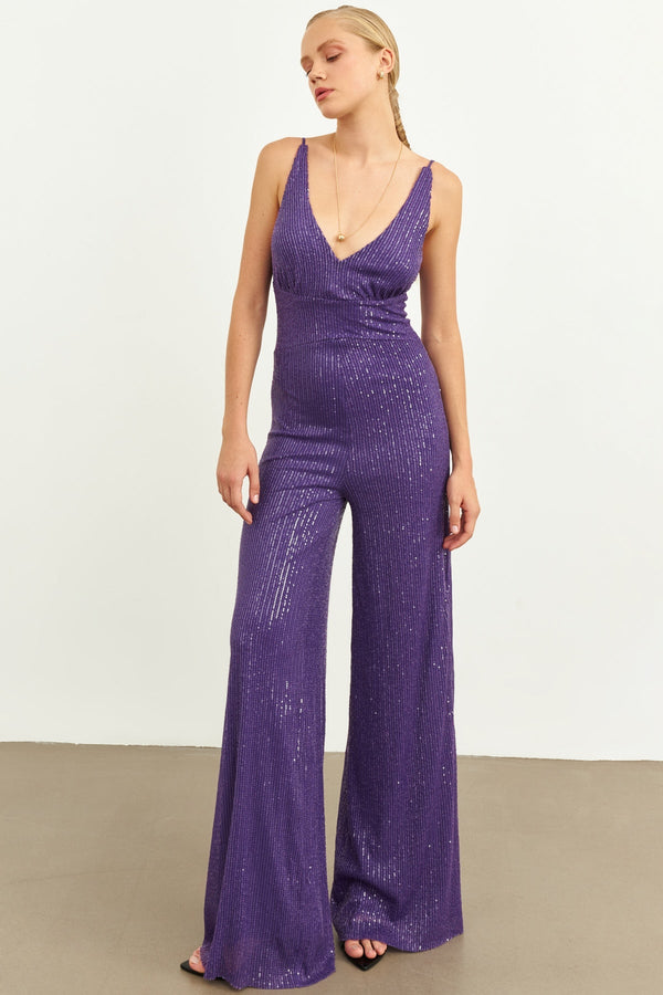 Setre Sequin-Embellished Jumpsuit Purple