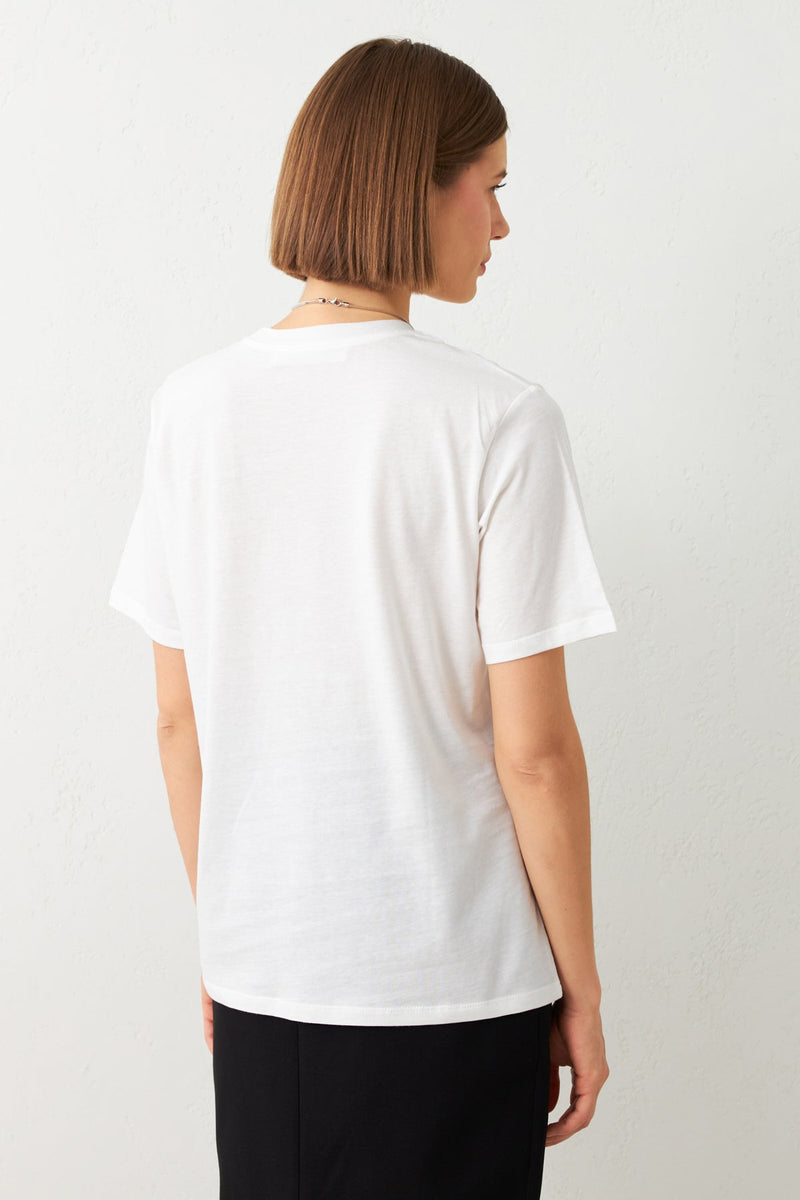 Setre Crew Neck Plain T-Shirt Ecru