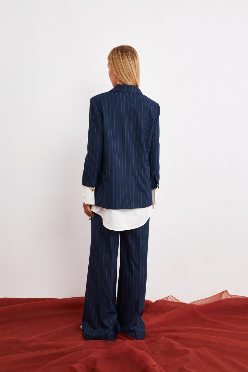 Setre Striped Pattern Suit Navy