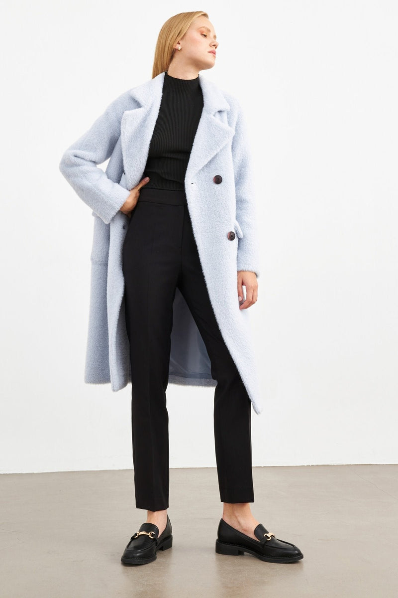 Setre Double-Breasted Fur Coat Light Blue